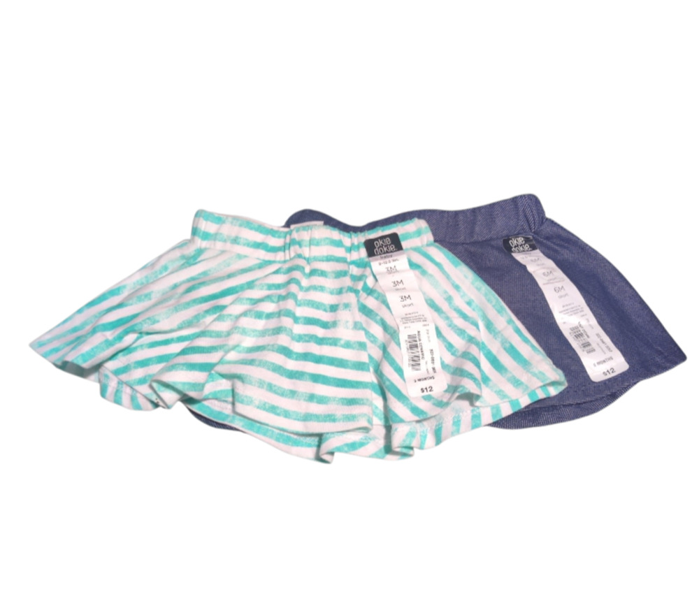 2 Okie Dokie Baby Girls Skorts 3 & 6 months NWT